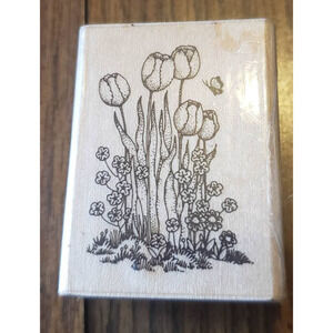 Hero Arts Tulip Patch Garden Wood Mounted Rubber Stamp D689